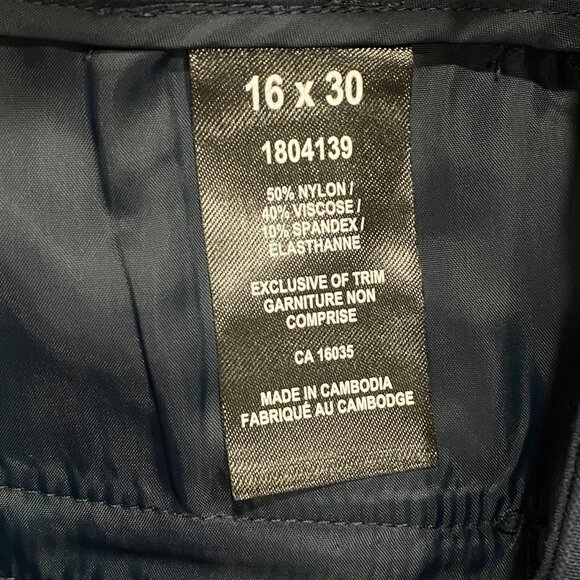 Talbots Dress Pants Womens 16 34x30 Navy Blue Nylon Tapered Trousers Office - Picture 14 of 15